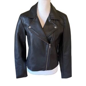 Levi's Women's Black Moto Motorcycle Jacket Faux Leather Size Medium Classic